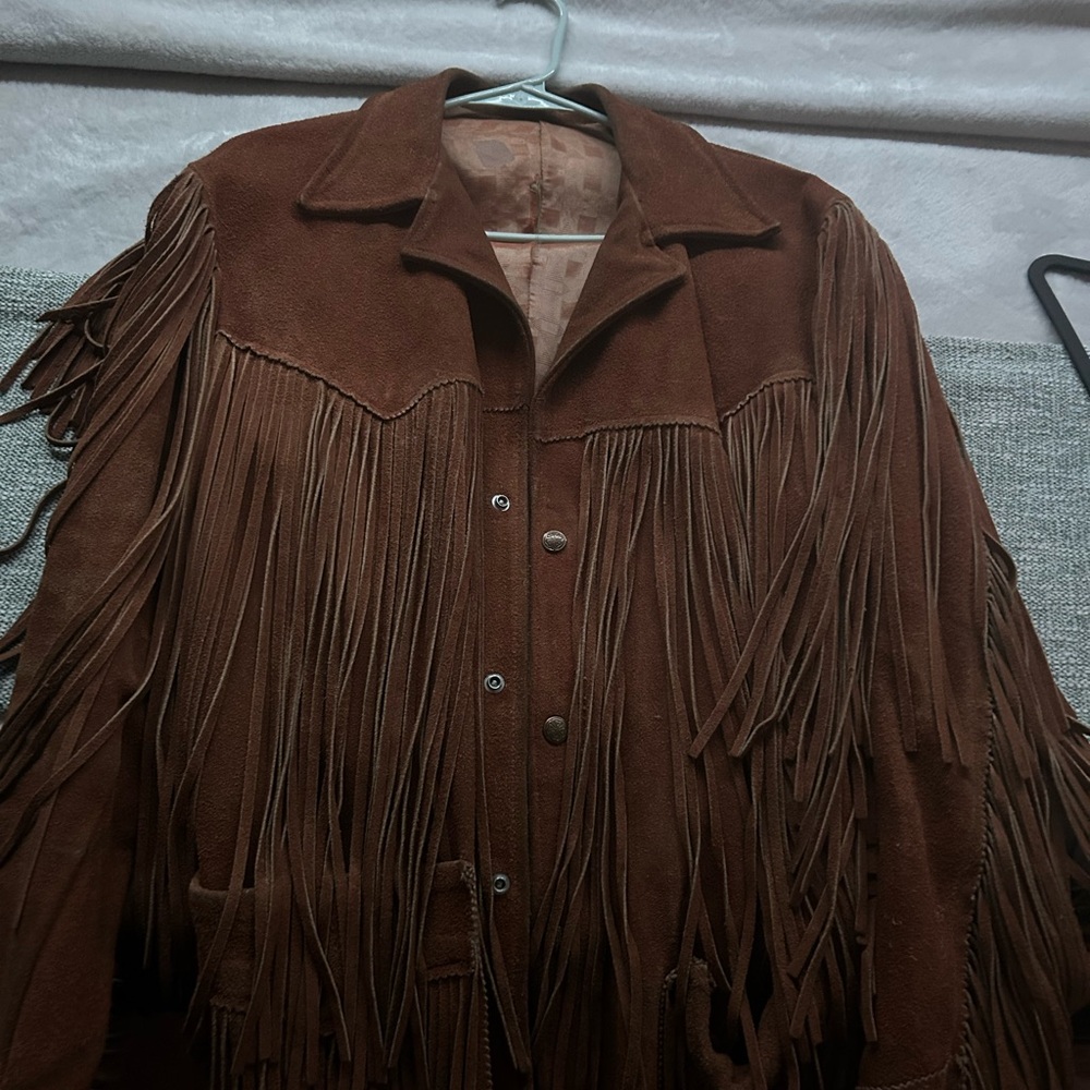 Vintage Brown Fringe Suede Jacket